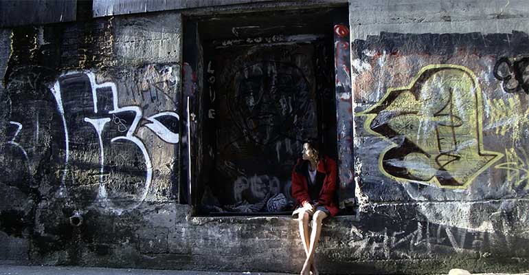 woman in alley